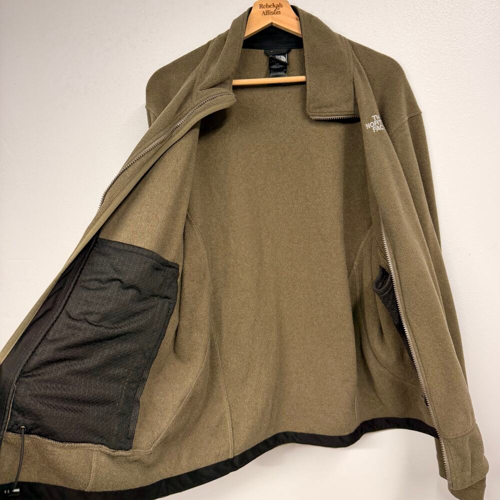 North Face Olive Green TKA 7 Fleece Full Zip Jacket Men's SZ LARGE Soft & Warm - Picture 7 of 10